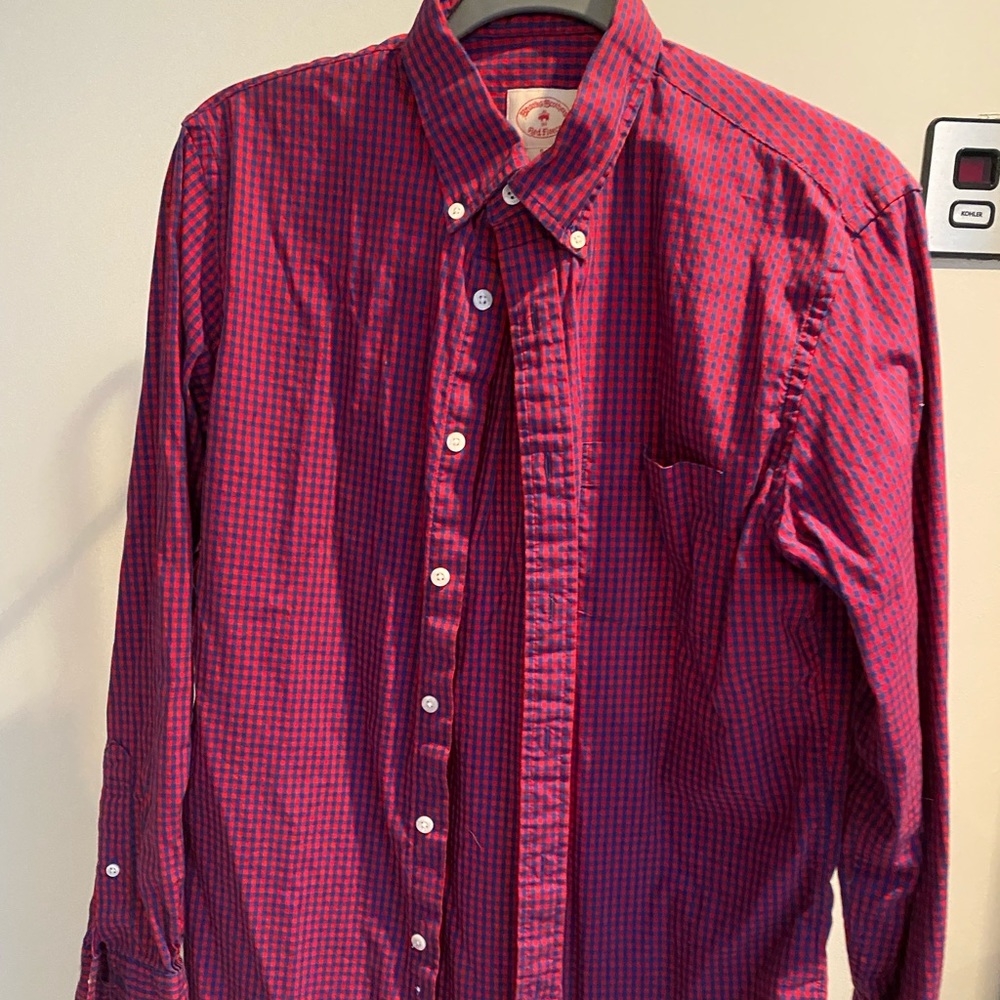 Red Brooks brothers button down
